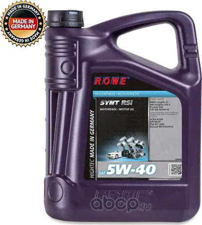 Масло моторное 5W40 ROWE 5л НС-синтетика HIGHTEC SYNT RSi A3/B4. Артикул 20068005003